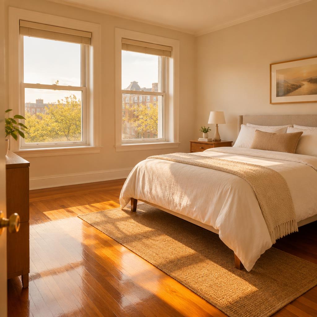 Freshly cleaned bedroom ready for moving in